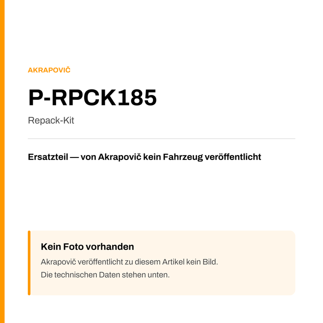 Akrapovic Repack-Kit P-RPCK185 — Platzhalter, kein Herstellerfoto verfügbar