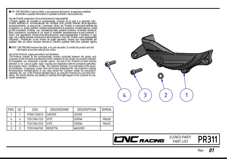 Aluminium Lichtmaschinen Protektor Schutzabdeckung Pramac Racing Limited Edition CNC Racing Ducati Panigale V4/S/R (25-26) PR311BPR