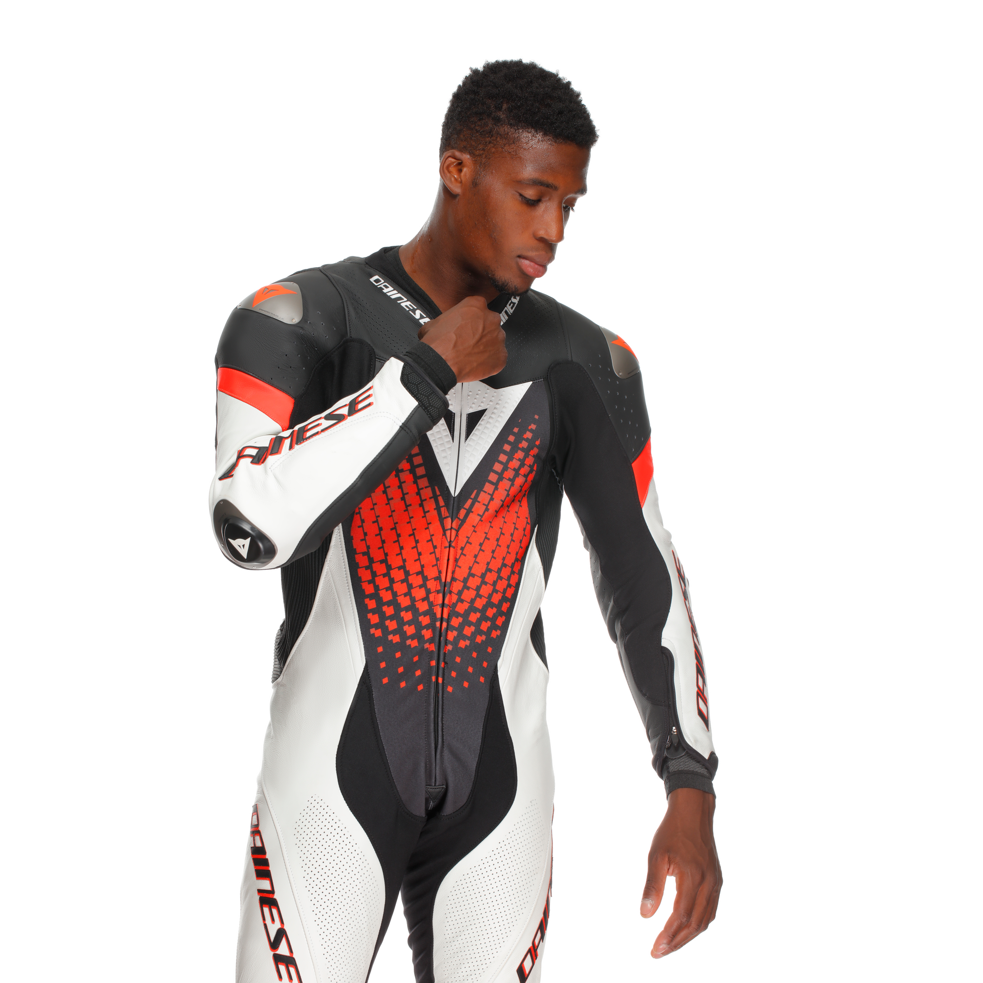 Dainese Laguna Seca 6 Einteiler Lederkombi – Perforierter Rennanzug | Herren | Weiß/Rot