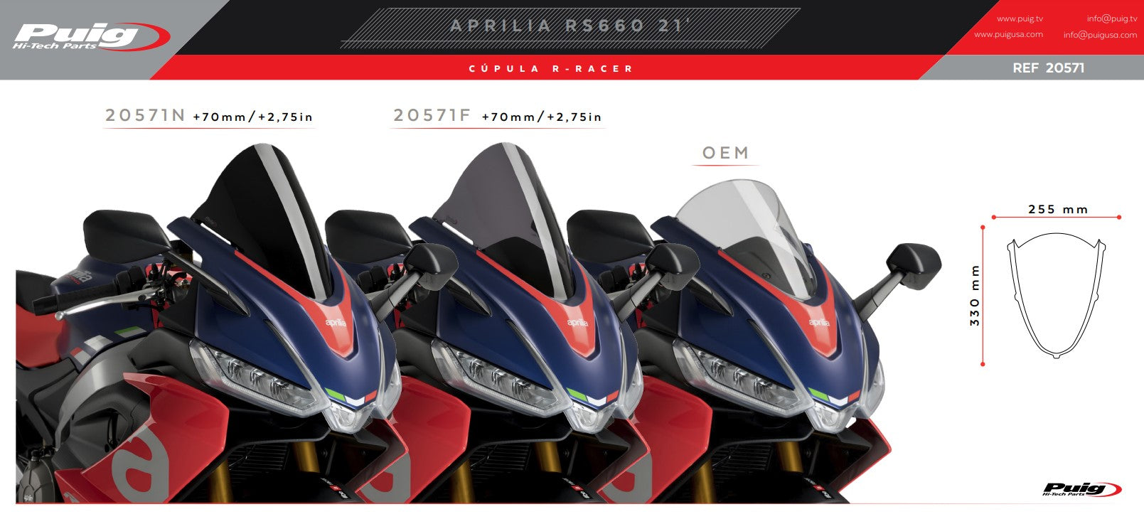 Puig R-Racer Windshield Aprilia RS 660 (20-26) 20571