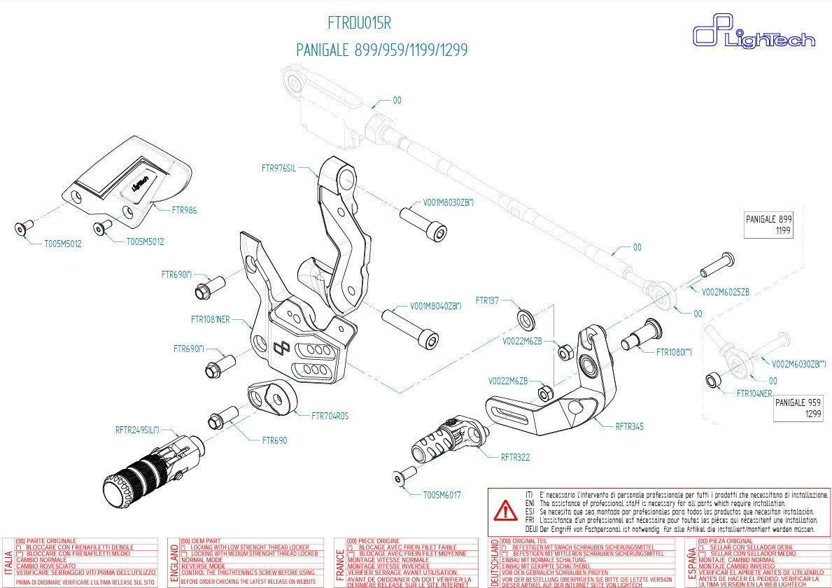Fußrastenanlage R LighTech Ducati Panigale 899 (13-16) FTRDU015R