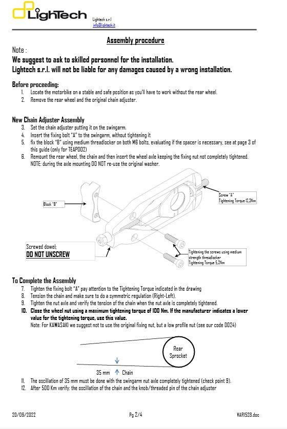 Kettenspanner LighTech Yamaha YZF-R1 RN22 (09-14) TEYA004