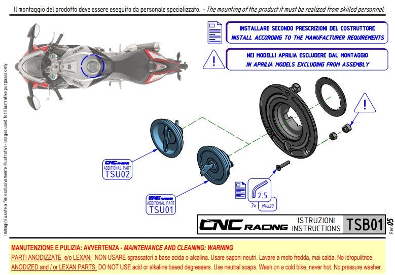 Tankdeckel mit Flange Carbon CNC Racing Ducati Panigale V4/S/R (25-26) TSB01