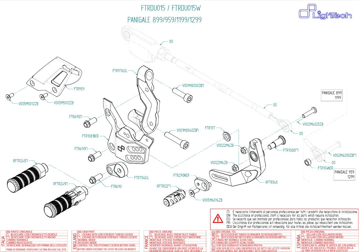 Fußrastenanlage LighTech Ducati Panigale 899 (13-16) FTRDU015/W