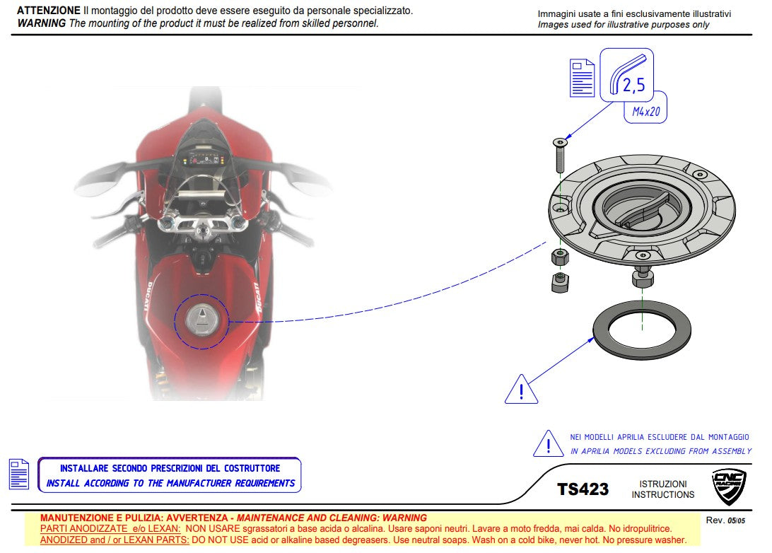 Tankdeckel mit Schnellverschluss Pramac Racing Limited Edition CNC Racing Ducati Panigale V4/S/R (25-26) TS423PR