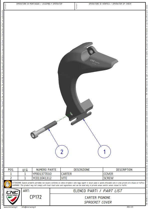Ritzelabdeckung Aluminium CNC Racing Ducati Panigale V4/S/R (25-26) CP172