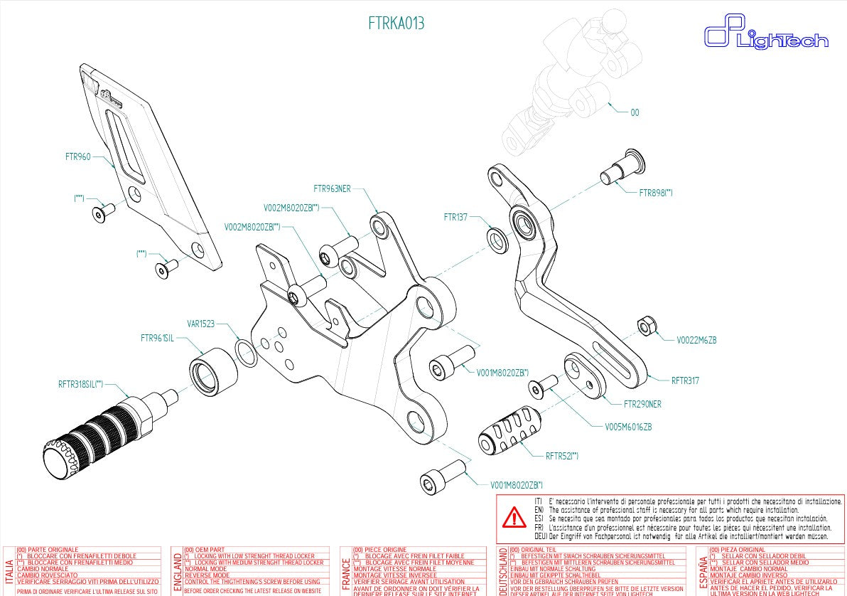 Fußrastenanlage Track-Use LighTech Kawasaki Ninja 400 (18-23) FTRKA013