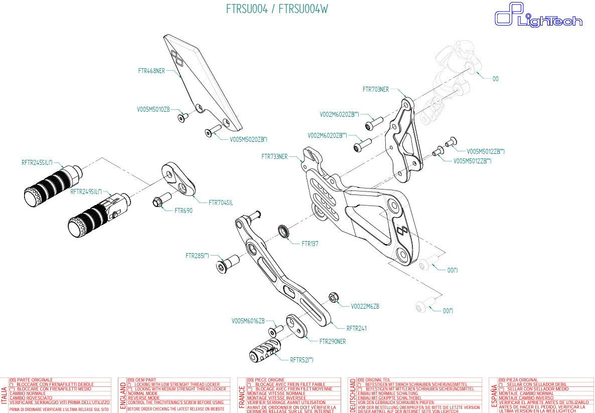 Fußrastenanlage LighTech Suzuki GSX-R 1000 (17-23) FTRSU004/W