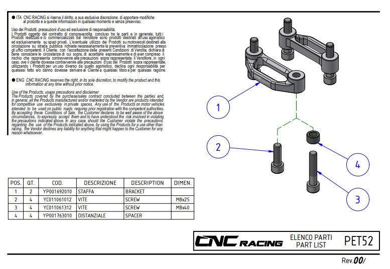 Sozius-Fußrasten Abdeckplatten Aluminium CNC Racing Ducati Panigale V4/S/R (25-26) PET52