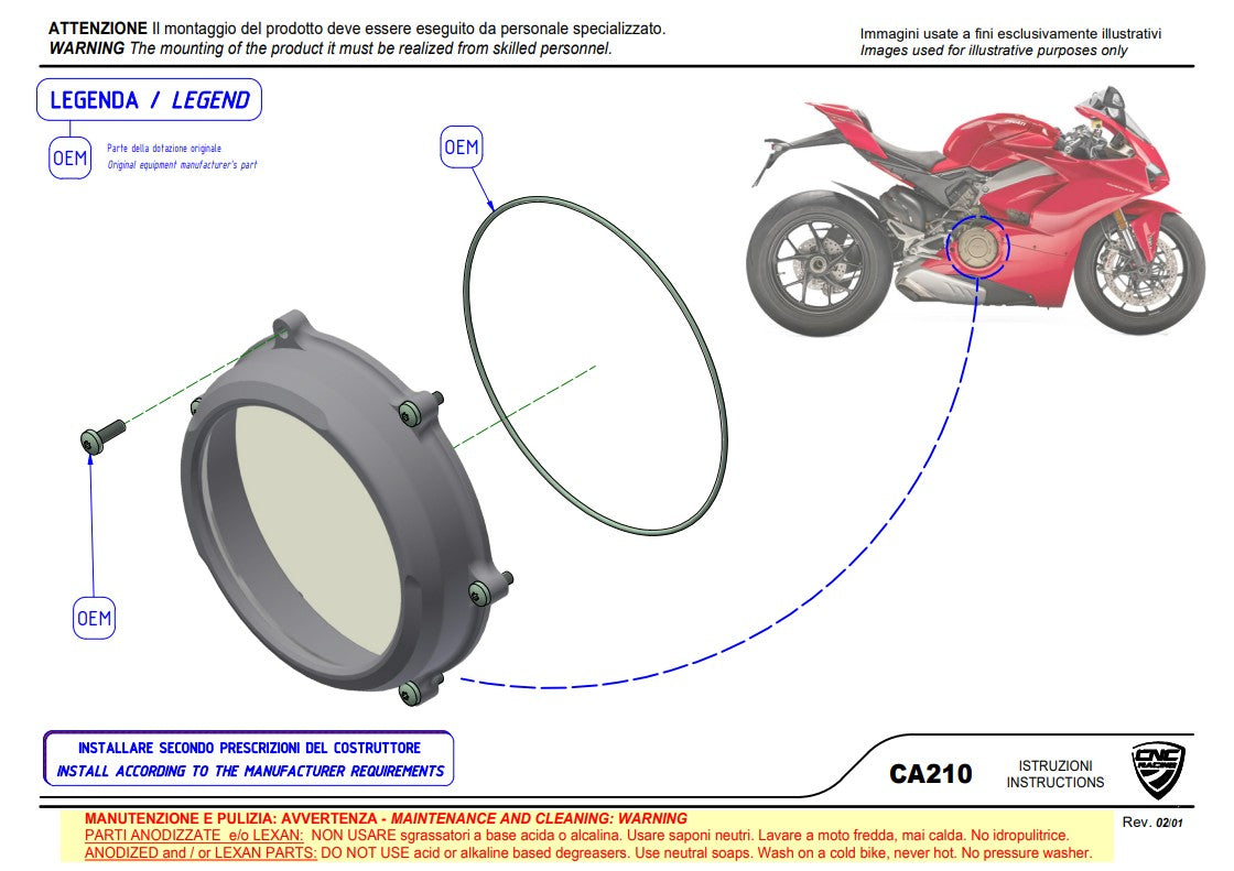 Transparenter Kupplungsdeckel Troy Bayliss Limited Edition CNC Racing Ducati Panigale V4/S (25-26) CA210TB