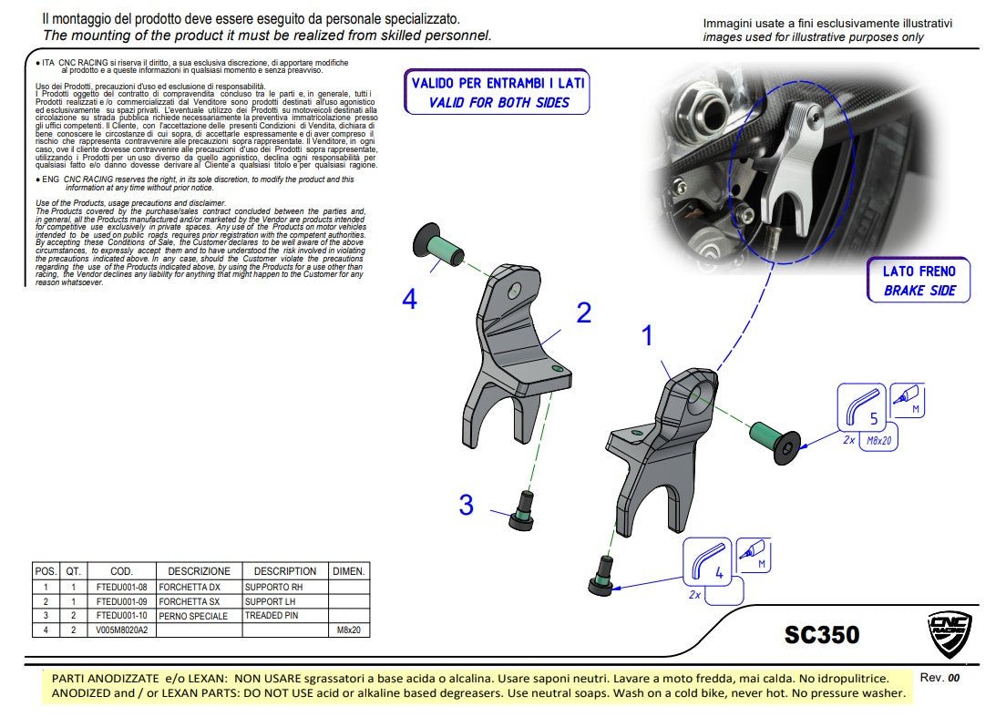 Ständeraufnahmen CNC Racing Ducati Panigale V4/S/R (25-26) SC350