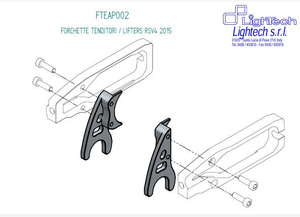 Ständeraufnahmen für LighTech Kettenspanner TEAP003 Aprilia RSV4/RR/RF/1100 Factory (15-20) FTEAP002SIL