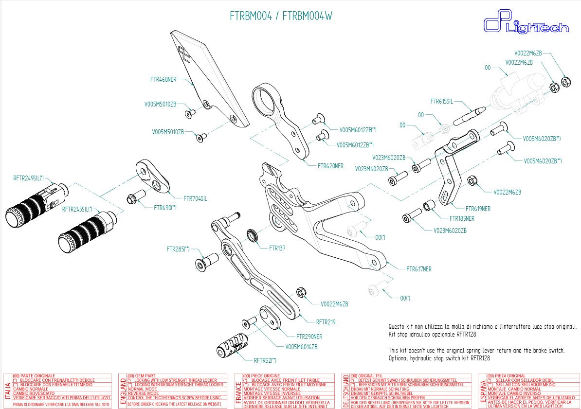Fußrastenanlage LighTech BMW S1000RR K46 (15-18) FTRBM004/W