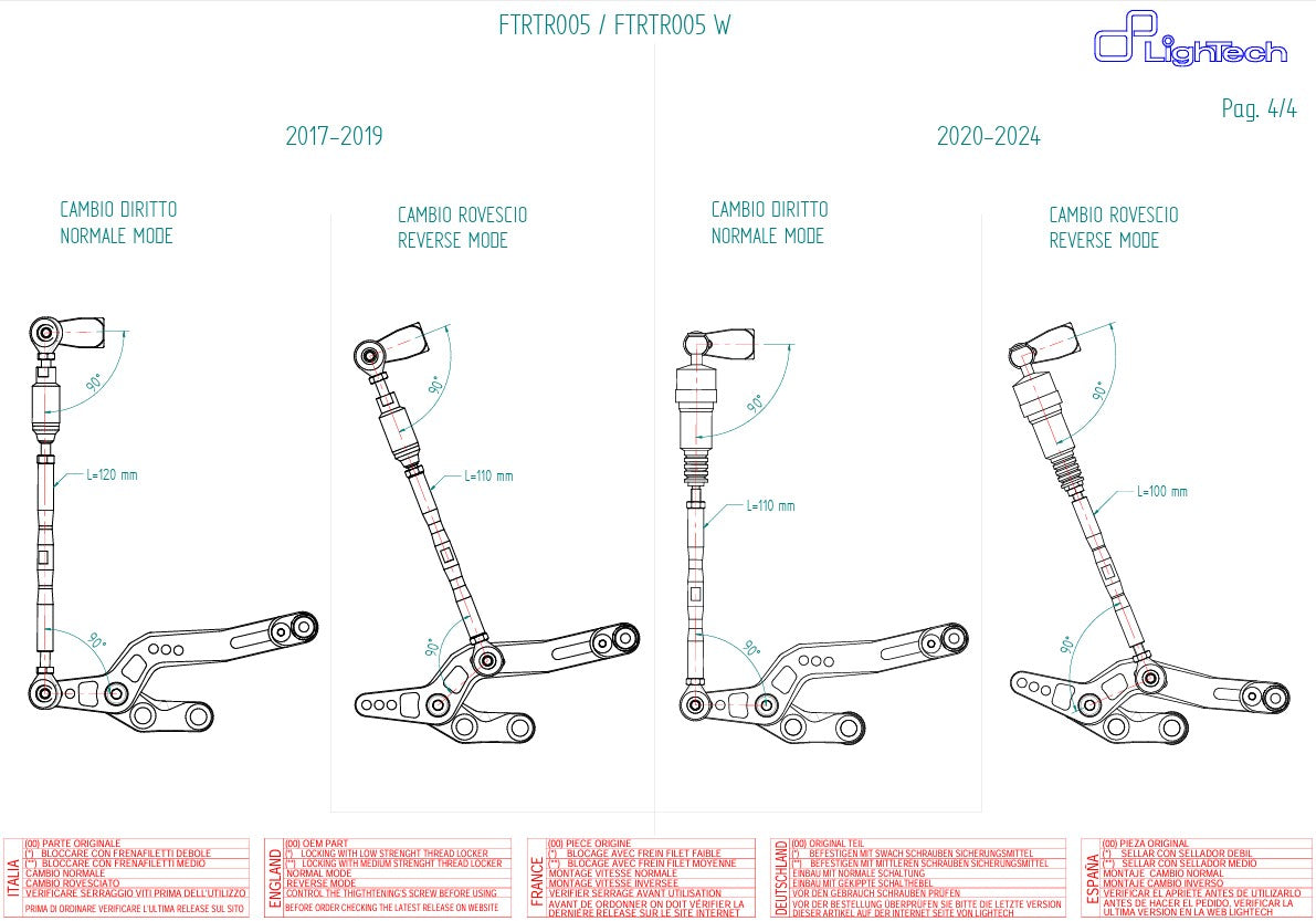 Fußrastenanlage LighTech Triumph Daytona 675/765 (13-21) FTRTR005