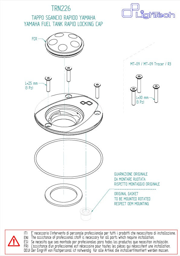 Tankdeckel Schraubverschluss LighTech Yamaha YZF-R3 (15-25) TRN226