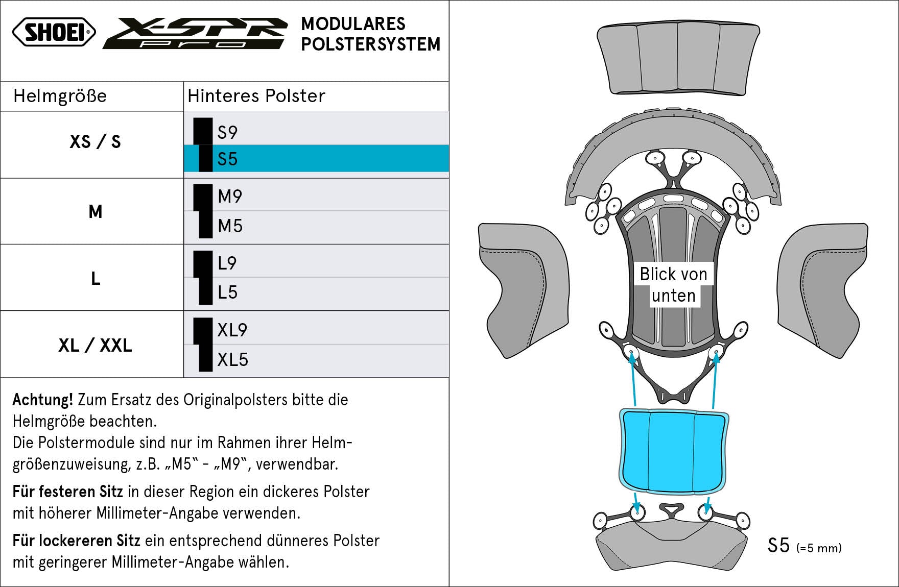 Shoei Kopfpolster Hinten S5 (XPRO) Type-P für X-SPR PRO
