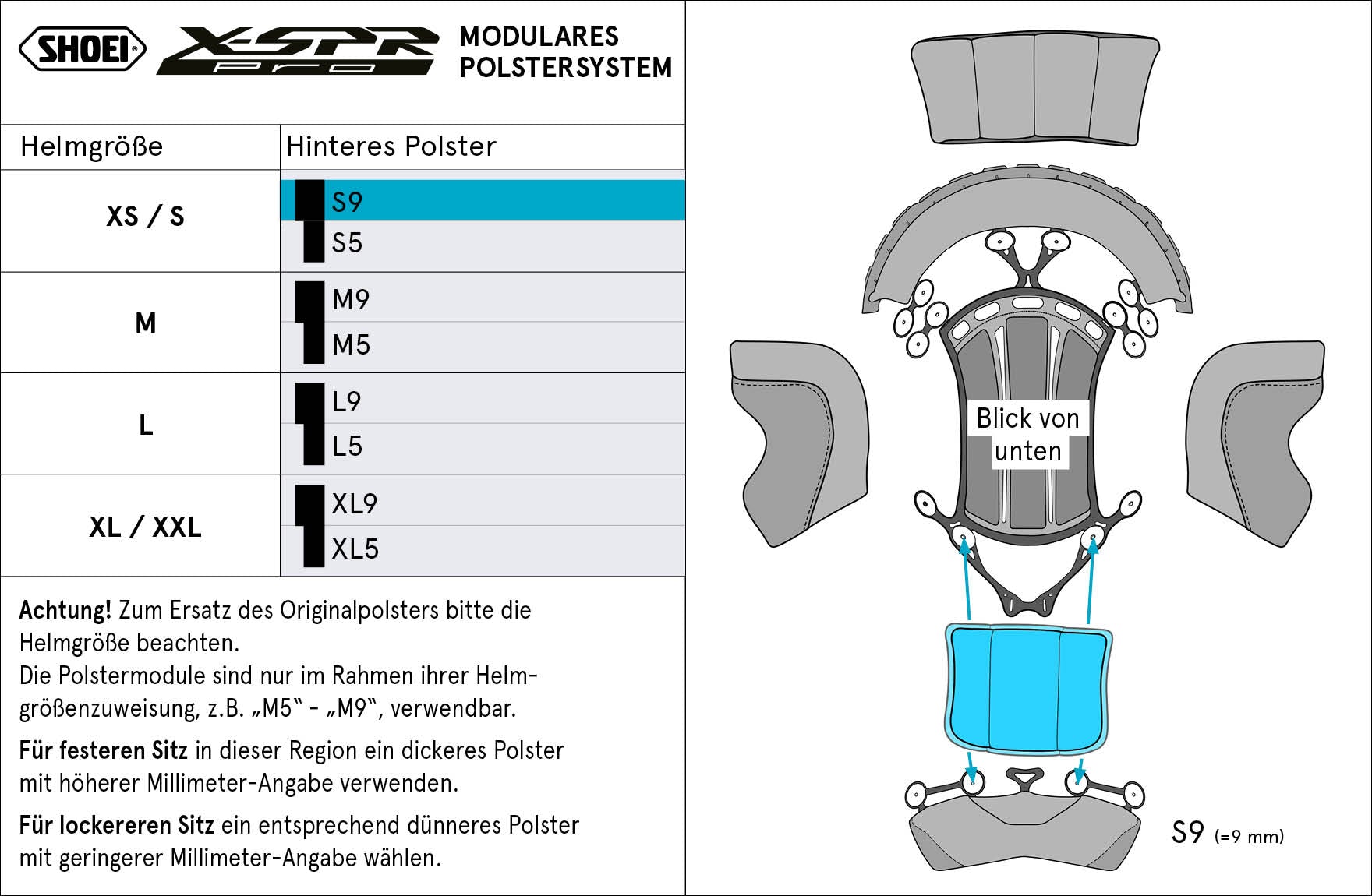 Shoei Kopfpolster Hinten S9 (XPRO) Type-P für X-SPR PRO