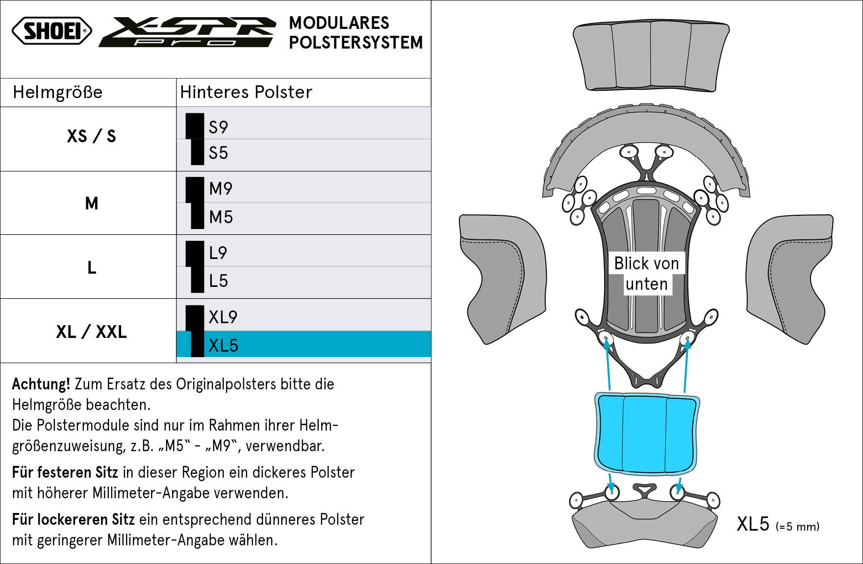 Shoei Kopfpolster Hinten XL5 (XPRO) Type-P für X-SPR PRO
