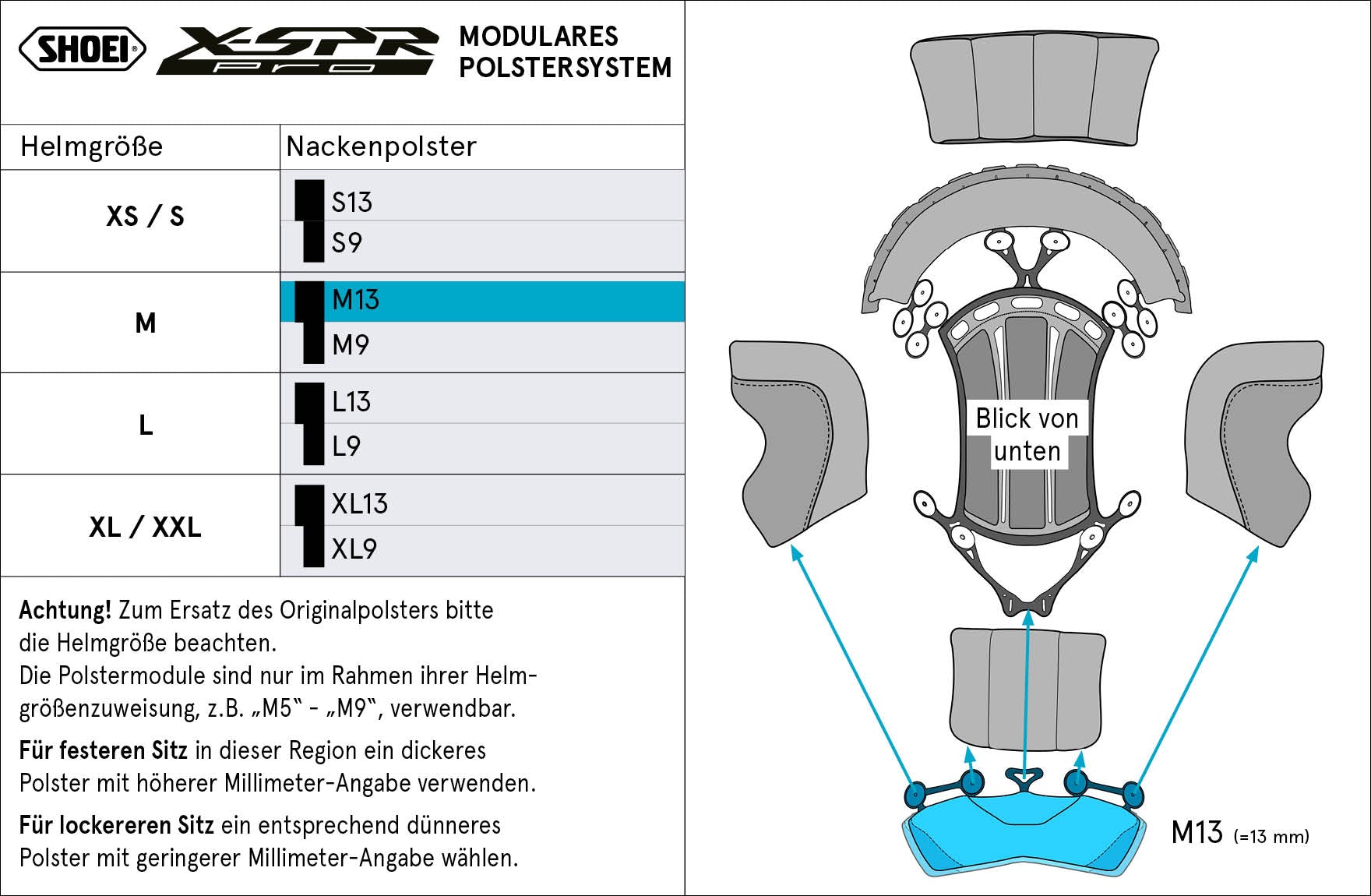 Shoei Kopfpolster Nacken M13 (XPRO) Type-P für X-SPR PRO