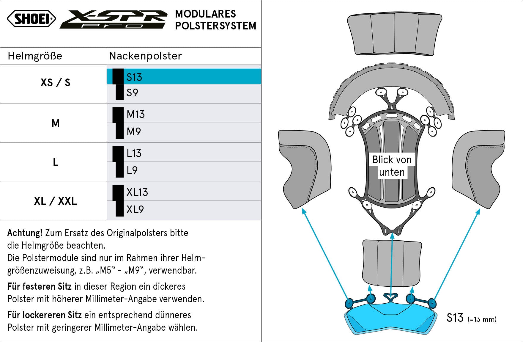 Shoei Kopfpolster Nacken S13 (XPRO) Type-P für X-SPR PRO