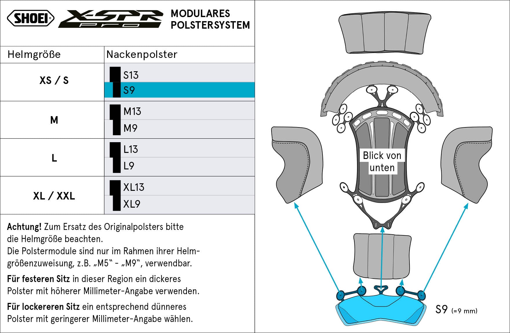 Shoei Kopfpolster Nacken S9 (XPRO) Type-P für X-SPR PRO