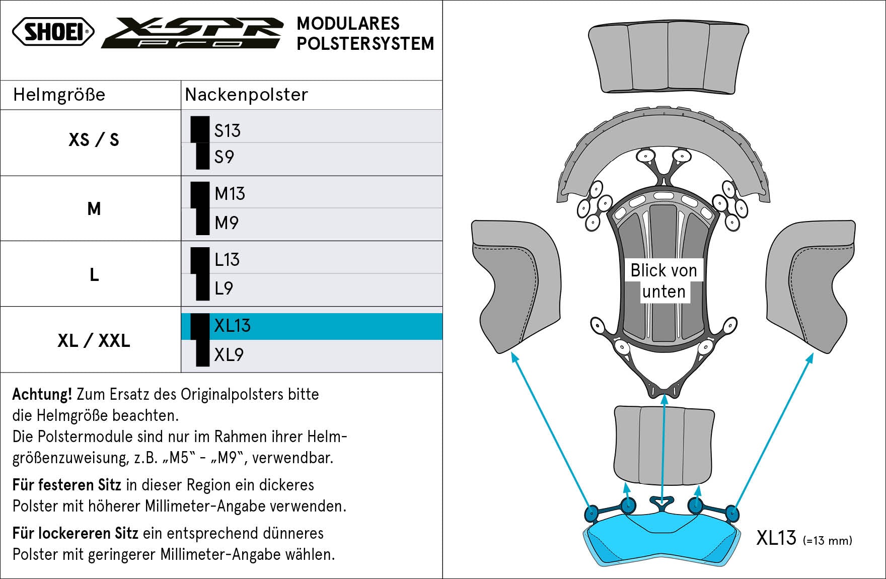 Shoei Kopfpolster Nacken XL13 (XPRO) Type-P für X-SPR PRO