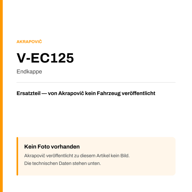 Akrapovic Endkappe V-EC125 — Platzhalter, kein Herstellerfoto verfügbar
