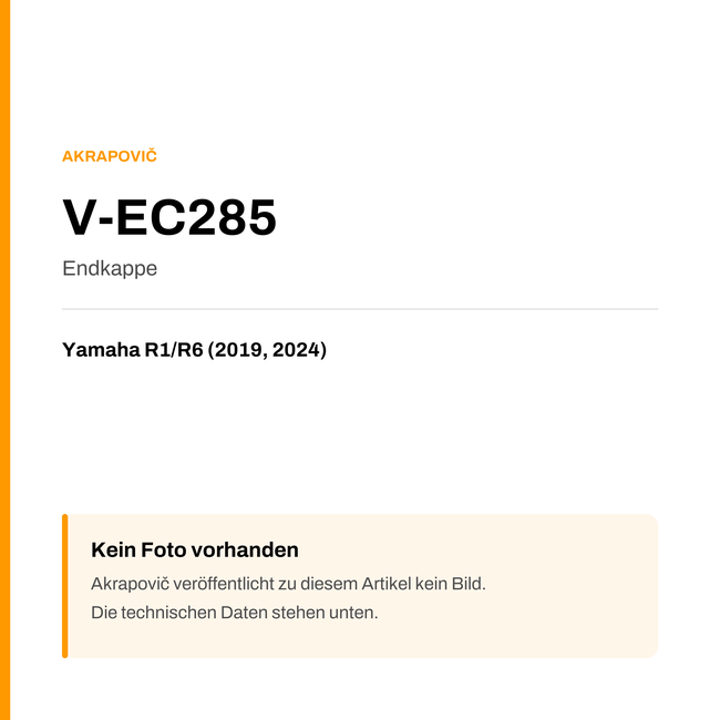 Akrapovic Endkappe Yamaha R1 / R6 (19-24) V-EC285 — Platzhalter, kein Herstellerfoto verfügbar