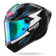 Nolan X-804 RS Ultra Carbon Helm Dom Herbertson Replica Aquamarin Weiß 382 – Seitenansicht