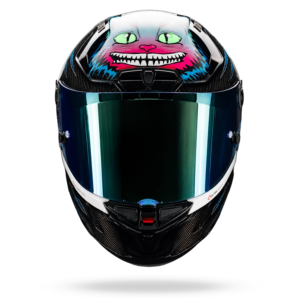 Nolan X-804 RS Ultra Carbon Helm Dom Herbertson Replica Aquamarin Weiß 382 – Frontansicht