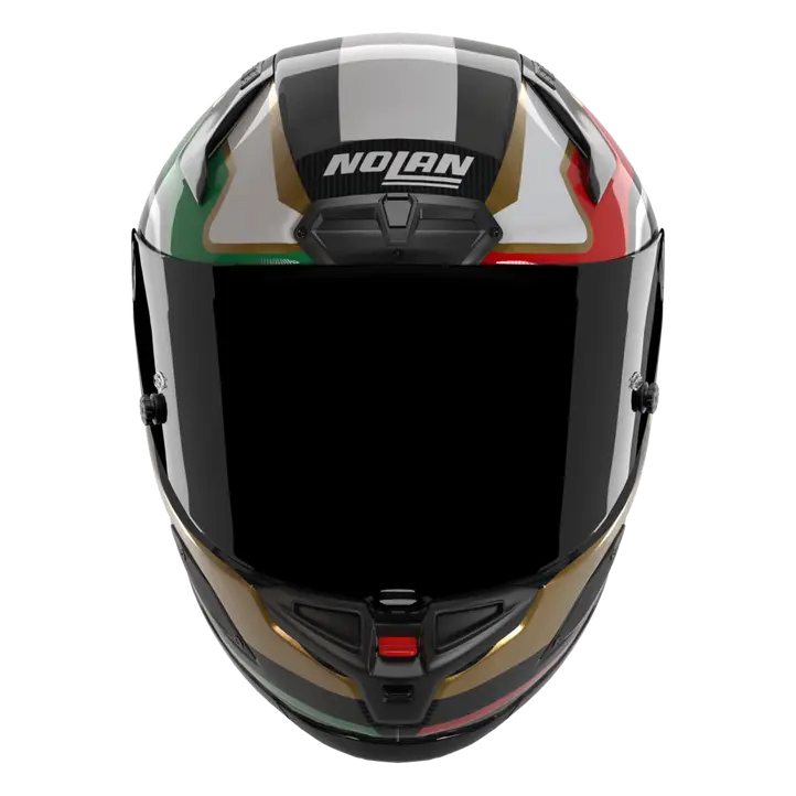 Nolan X-804 RS Helm Ultra Carbon Piega Gold/Rot/Grün 367