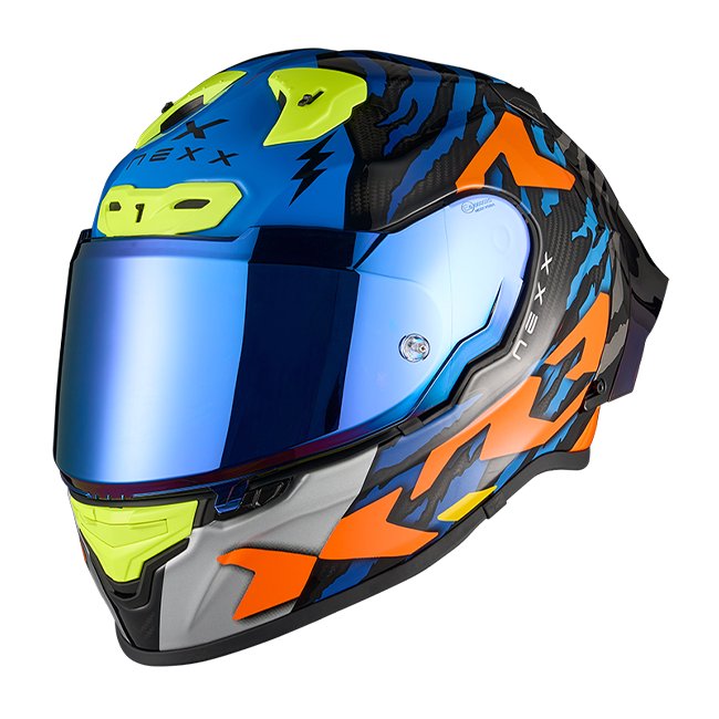 Nexx X.R3R Helm Ziger Carbon Orange Blau 01XR323513169
