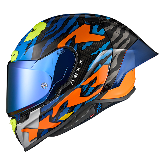 Nexx X.R3R Helm Ziger Carbon Orange Blau 01XR323513169
