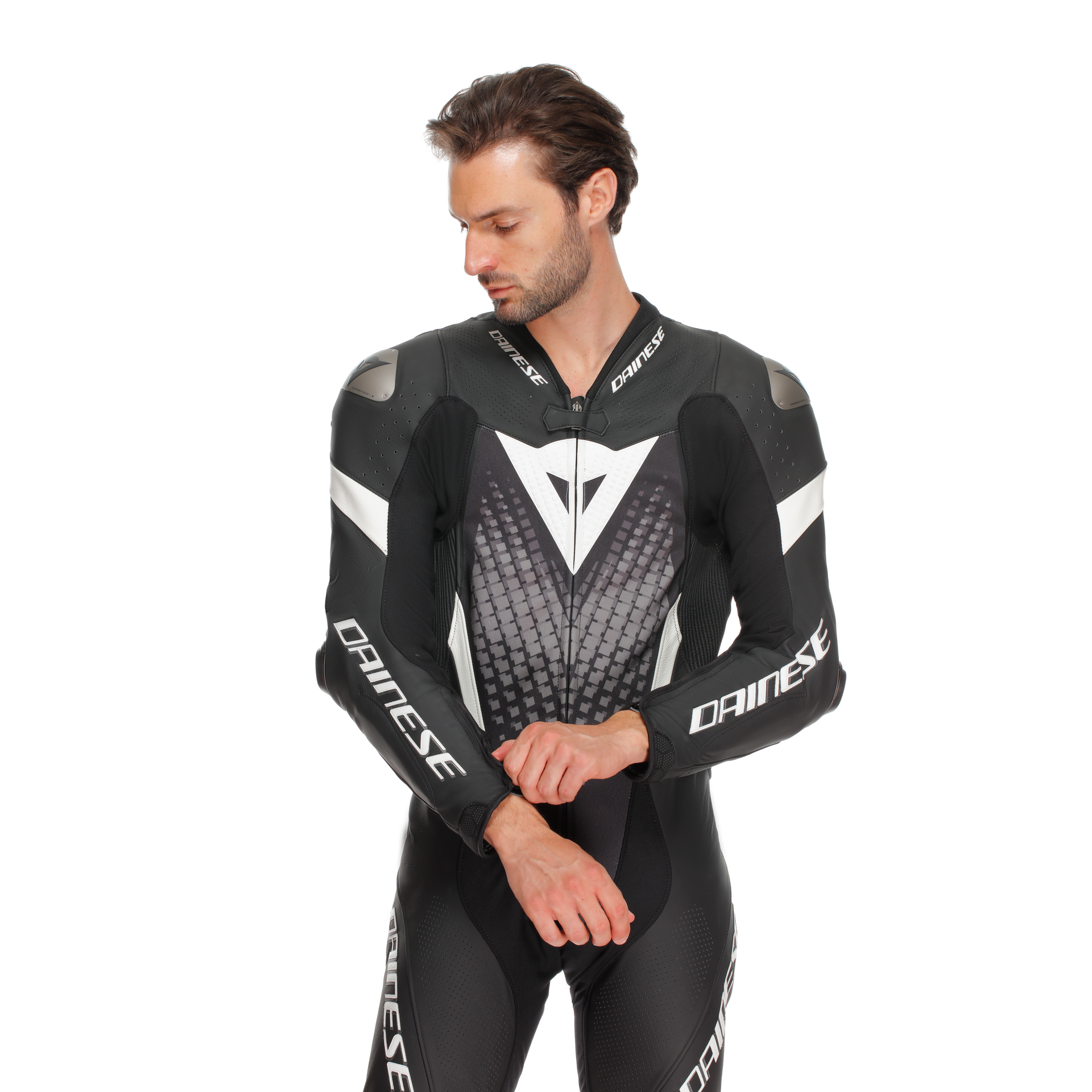 Dainese Laguna Seca 6 Einteiler Lederkombi – Perforierter Rennanzug | Herren | Schwarz/Weiß