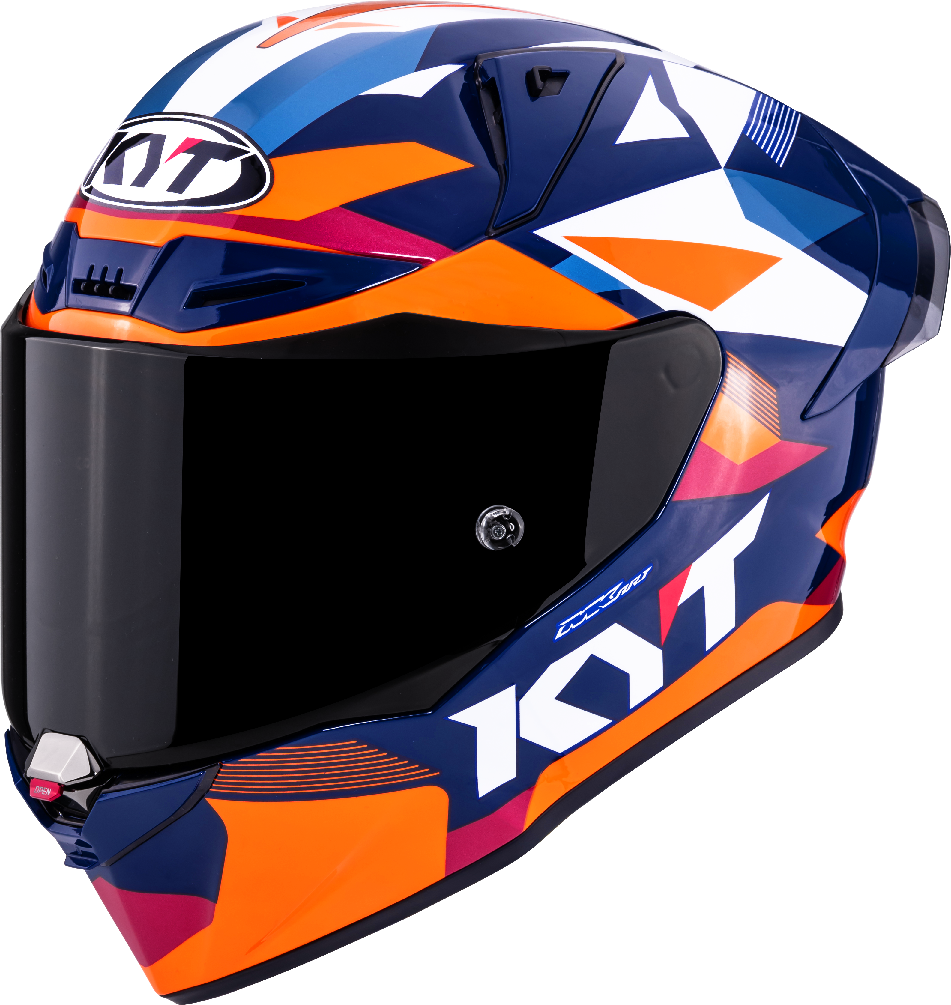 KYT R1R Racing Helm Carbon Diamond Blau / Orange Y6R10006