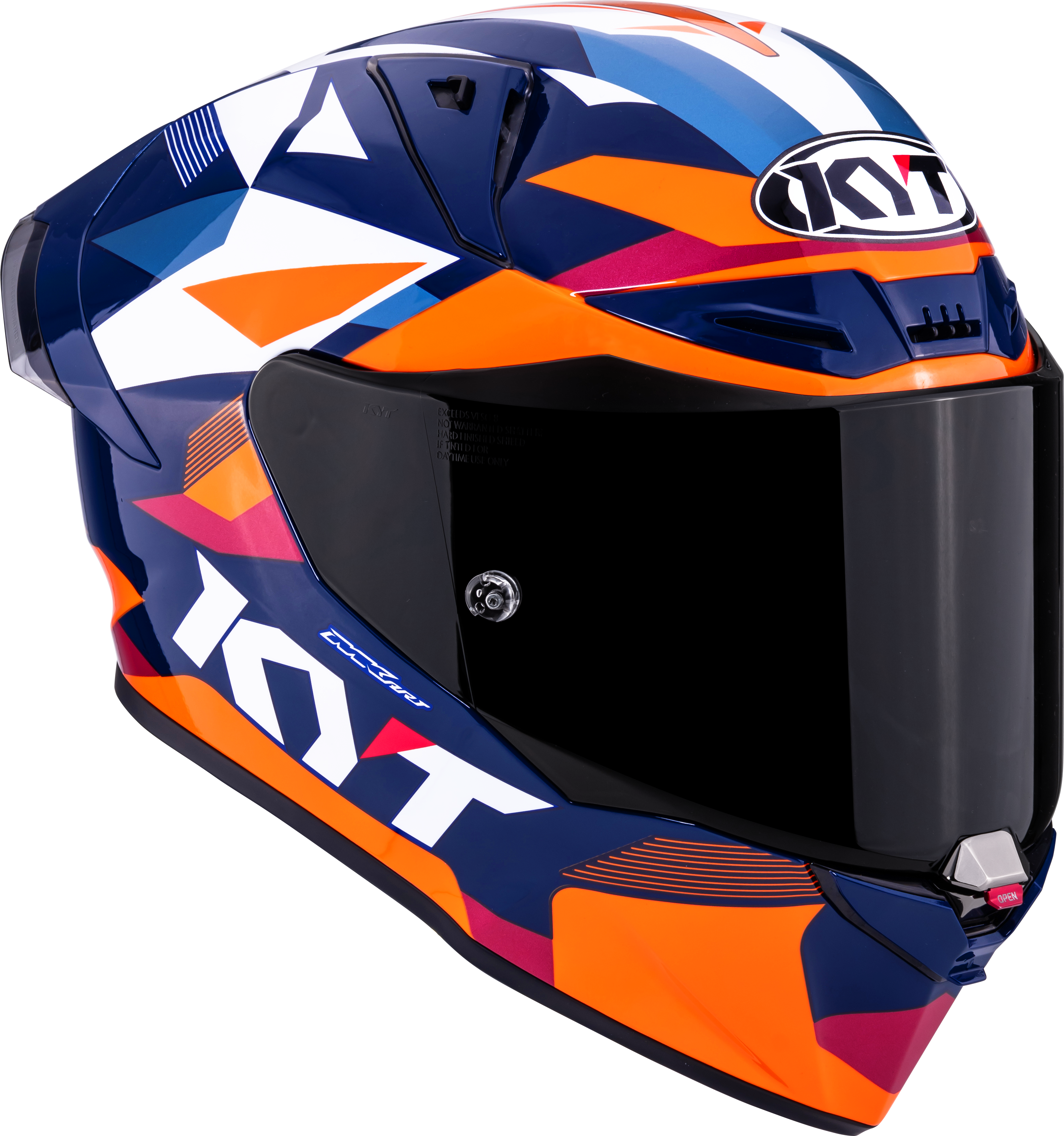 KYT R1R Racing Helm Carbon Diamond Blau / Orange Y6R10006