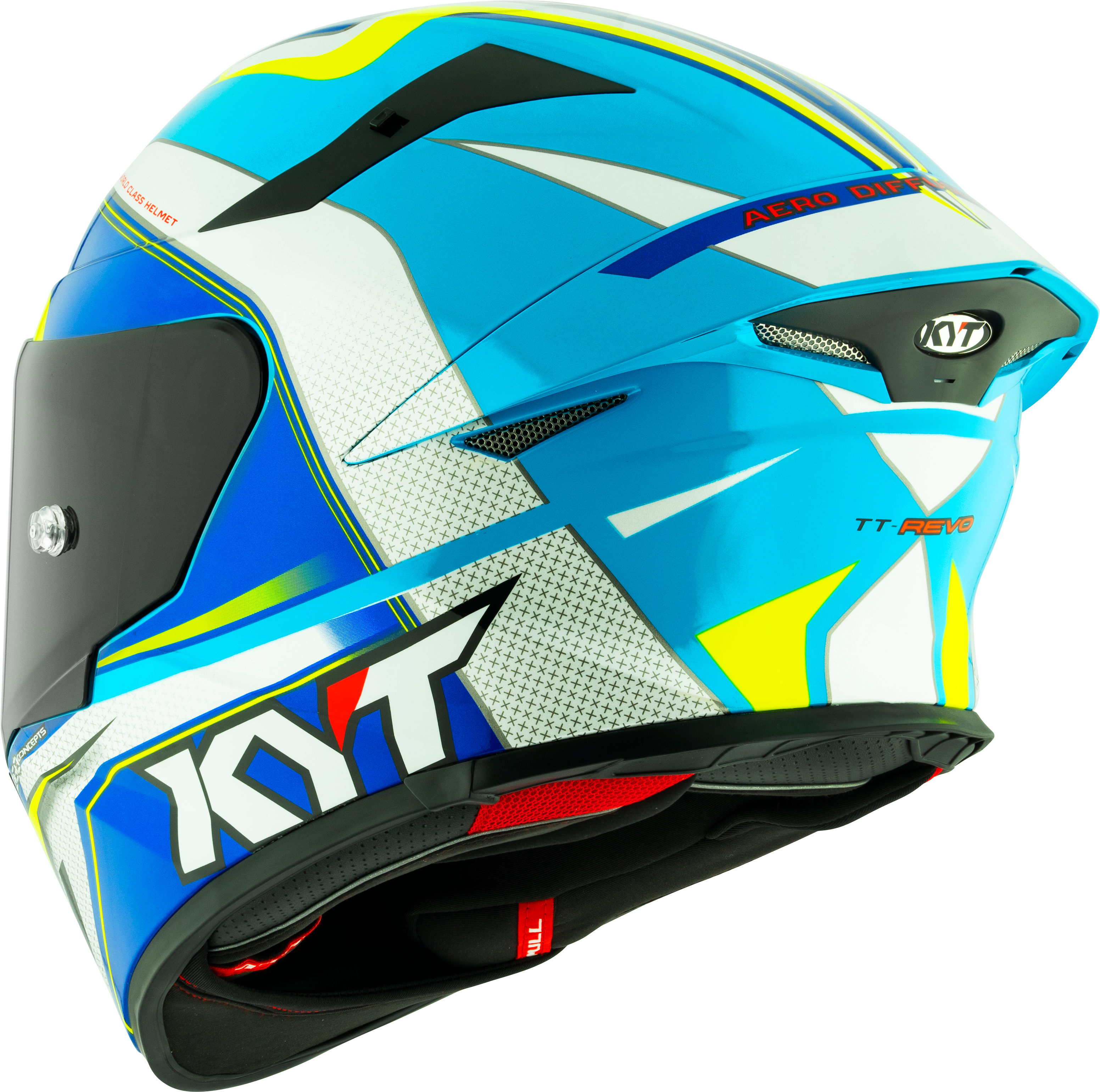 KYT TT-Revo Helm Grand Prix White Light Blue Y6TR0004
