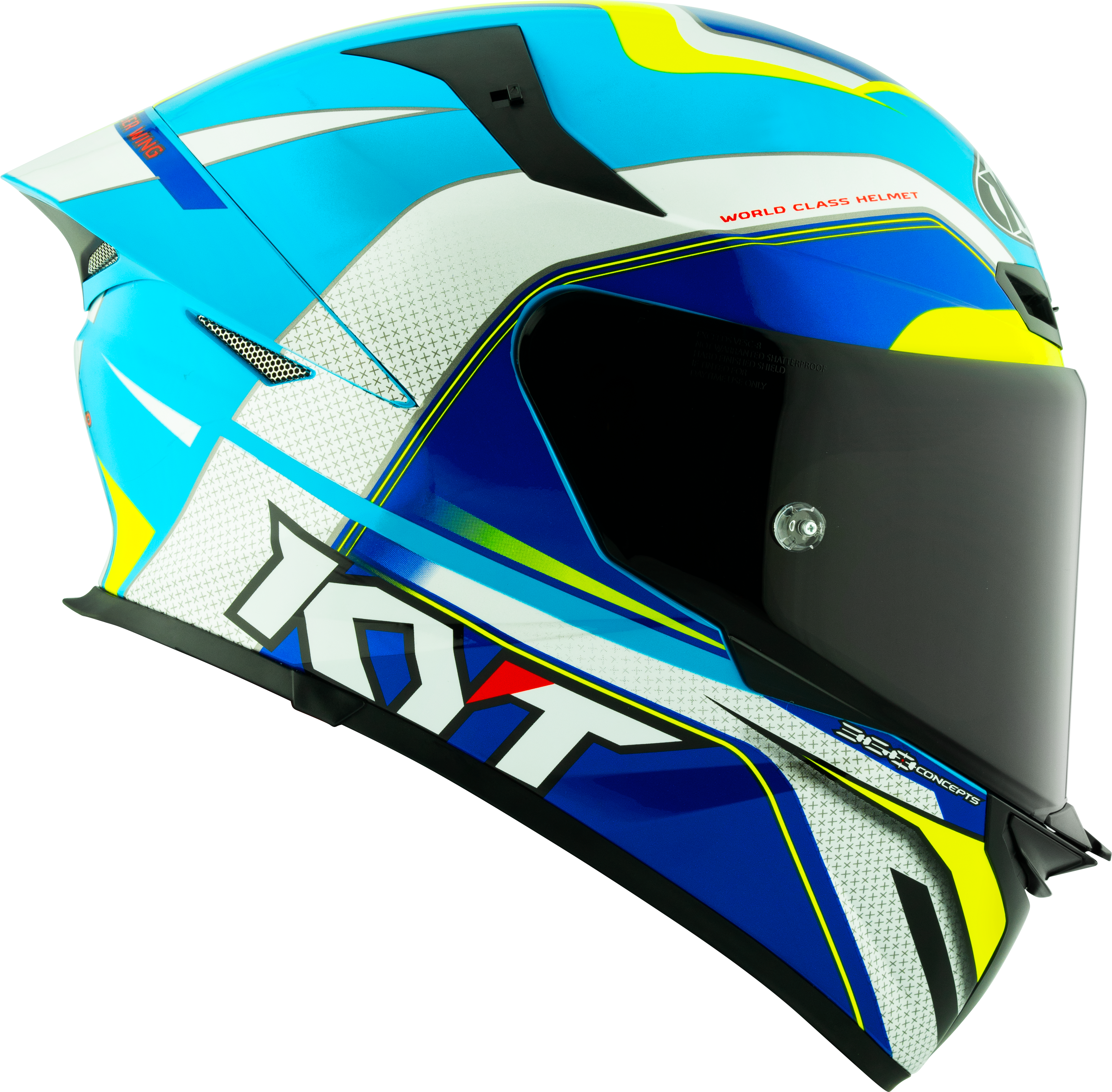 KYT TT-Revo Helm Grand Prix White Light Blue Y6TR0004