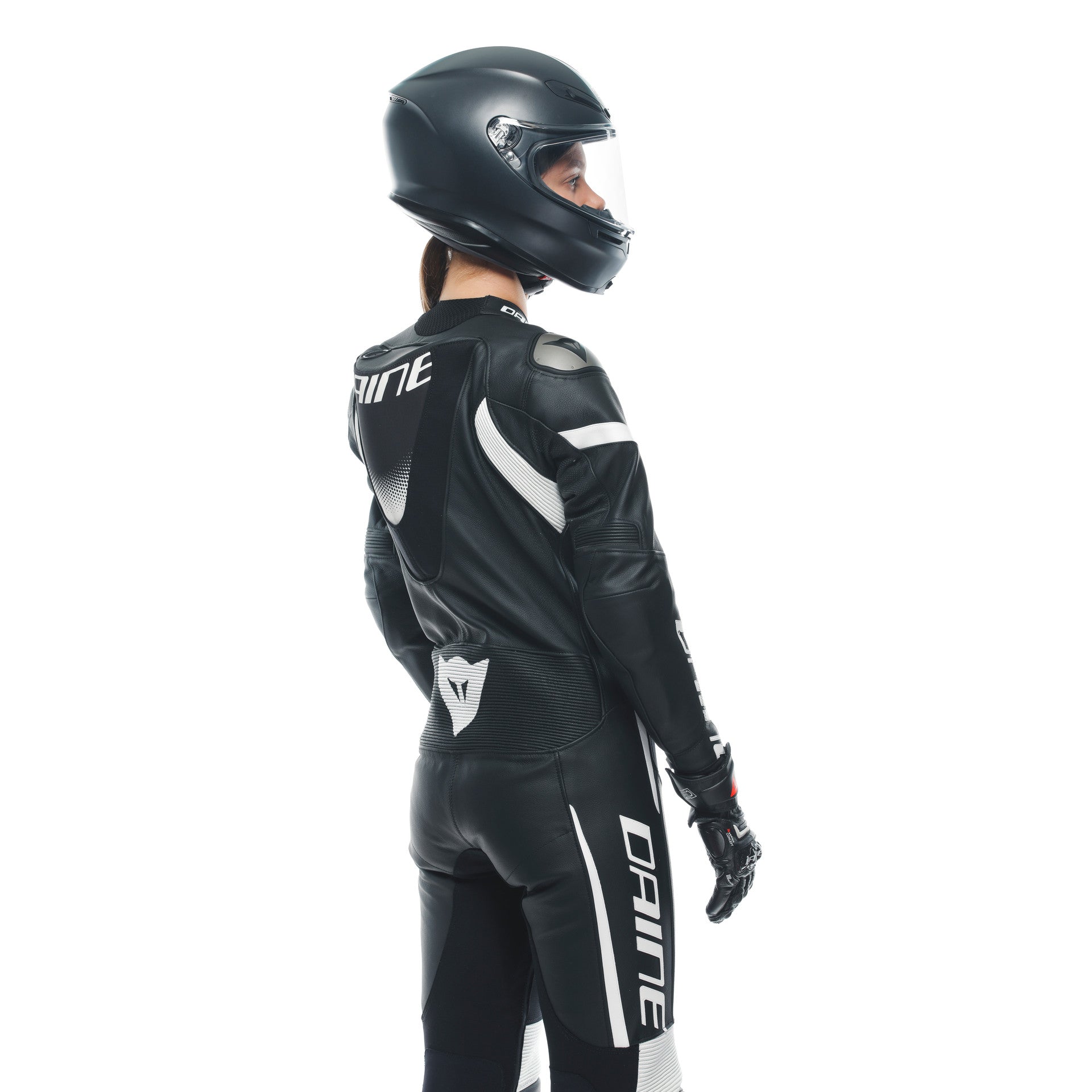 Dainese Grobnik Lady Einteiler Lederkombi – Perforierter Rennanzug | Frauen | Schwarz/Weiß