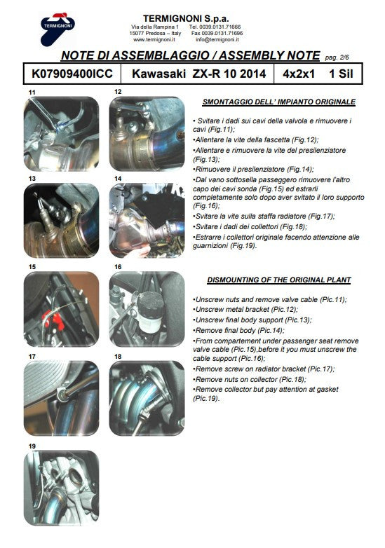 Termignoni Komplettanlage Edelstahl Kawasaki ZX-10 R/RR (16-20) K07909400ICC