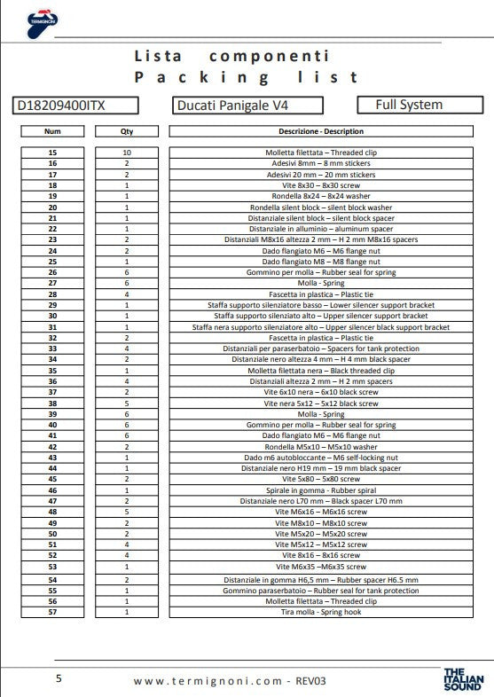 Termignoni Komplettanlage Titanium 4USCITE Ducati Panigale V4/S (18-24) D18209401TTX