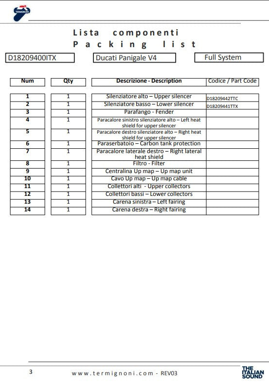 Termignoni Komplettanlage Titanium 4USCITE Ducati Panigale V4 R (19-24) D18209401TTX