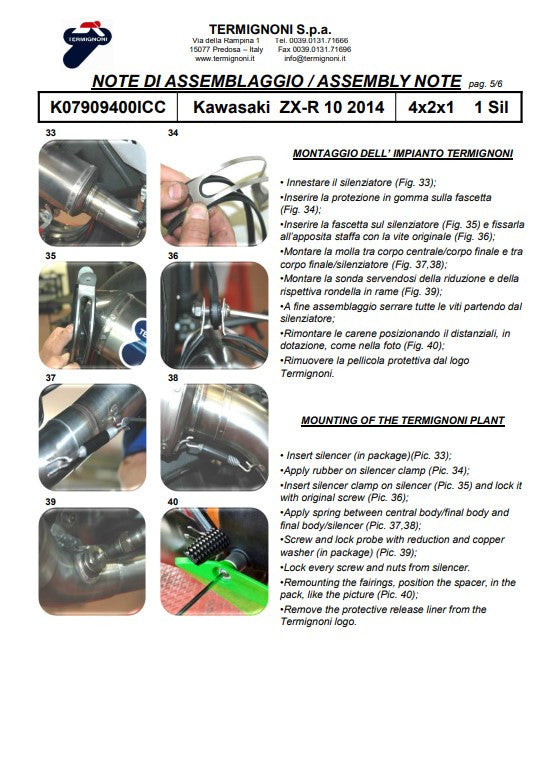 Termignoni Komplettanlage Edelstahl Kawasaki ZX-10 R/RR (16-20) K07909400ICC