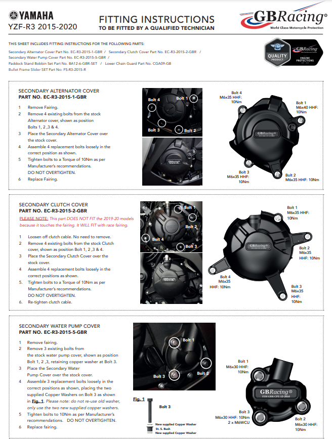 Lichtmaschinen Protektor Schutzabdeckung GBRacing Yamaha YZF-R3 (15-26)