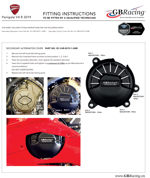 Motordeckel Protektoren Komplettset GBRacing Ducati Panigale V4 R (19-21)