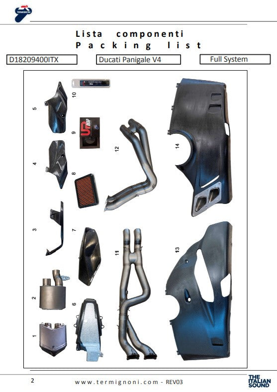 Termignoni Komplettanlage Edelstahl 4USCITE Ducati Panigale V4 R (19-24) D18209401ITX