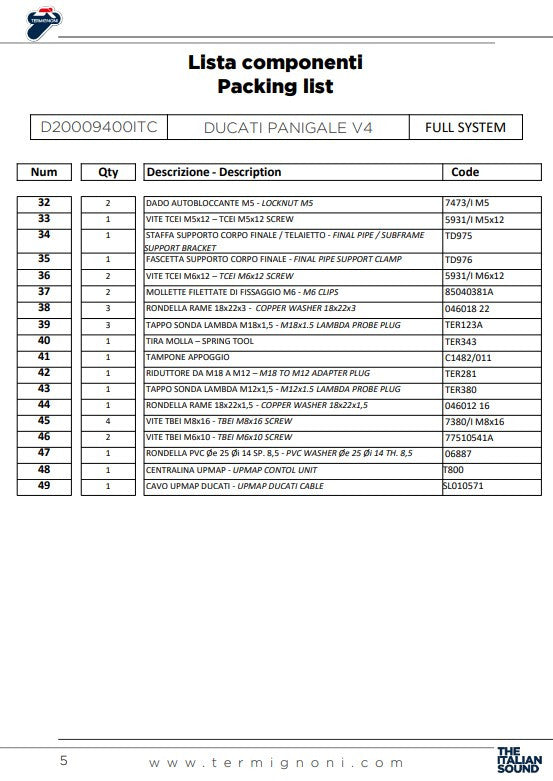 Termignoni Komplettanlage Edelstahl D200 RHT Ducati Panigale V4 R (19-24) D20009400ITC