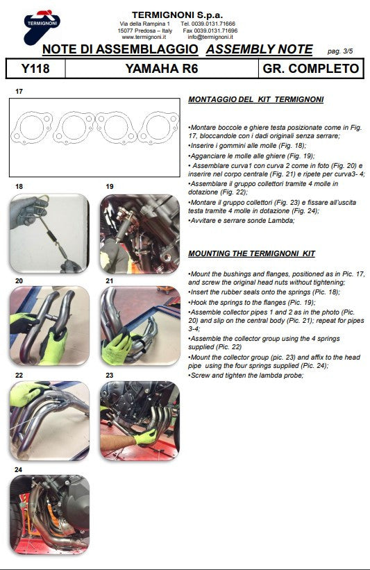 Termignoni Komplettanlage Titanium Kit-SSP Version Yamaha YZF-R6 (06-25) Y11810200TCC