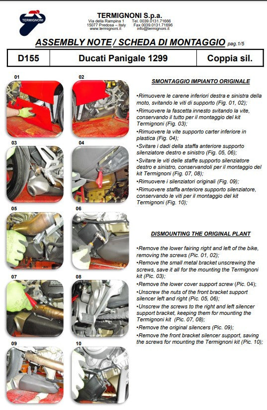 Termignoni Slip-On Kit Carbon Ducati Panigale 959 (16-19) D155102CPT+D155Y2