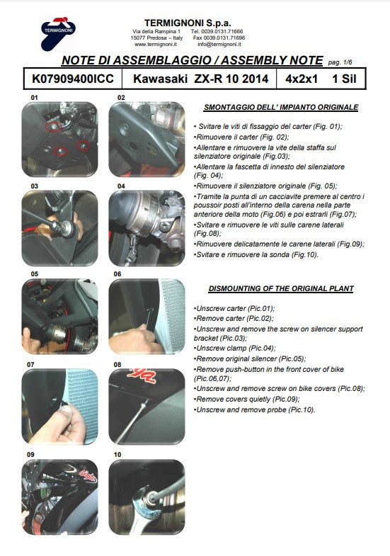 Termignoni Komplettanlage Edelstahl Kawasaki ZX-10 R/RR (16-20) K07909400ICC